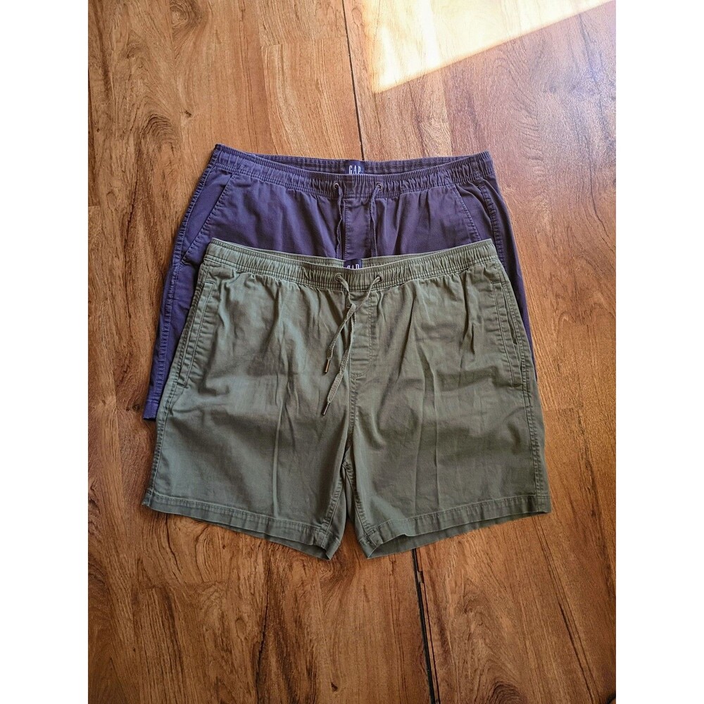 GAP Mens XL Shorts Bundle 2 Pair Navy Olive Elastic 6" Drawstring